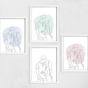 Personalisierte Zeichnung, Line Art, Portrait nach Maß, Familienportrait, Muttertagsgeschenk, Vatertagsgeschenk, Geschenk für Papa, Geschenk für Mama, Familie Bild 7