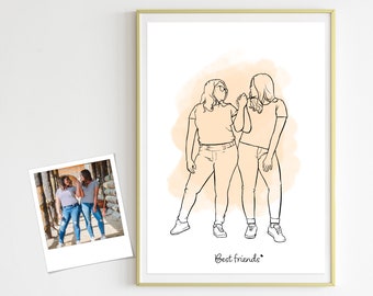 Line Art Prints, Minimalist Gifts, Gift Ideas, Drawing, gift for best friend, Gift For Bff, Gift For Girls, Gift for sister, sister birthday