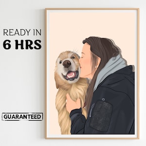 custom portrait gift for pet owner, pet lover gift, faceless portrait, dig painting, custom portrait, gift for pet, digital art print, cat