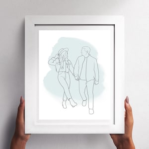 Personalisierte Zeichnung, Line Art, Portrait nach Maß, Familienportrait, Muttertagsgeschenk, Vatertagsgeschenk, Geschenk für Papa, Geschenk für Mama, Familie Bild 6