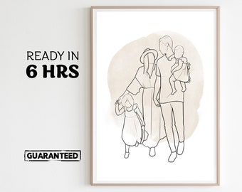 Minimalist Artwork, Family Portraits, Line Drawing, Line Art, Friendship Portrait, Gift For best Friend, Digital Art, Line Art Decor, men