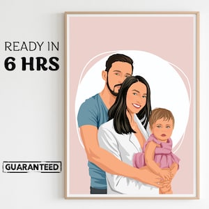 Dipinto di famiglia personalizzato, regalo adorabile, regalo d'arte, sorpresa di anniversario, regalo artistico, regalo per i genitori, regalo fantastico, disegno di ritratto