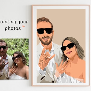 cadeau de fiançailles personnalisé, portrait sans visage, portrait de couple, dessin de couple, dessin de fiançailles, cadeau pour couple, demande en mariage, cadeau Bff image 4