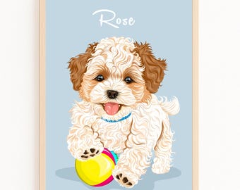 Custom Watercolor Pet Portrait: Hand-Drawn Dog & Cat Art (Digital or Framed Option