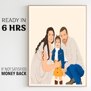 Ritratto di famiglia personalizzato, regalo di arte murale per la famiglia, foto dipinto da mamma e papà, ritratto per la festa del papà, disegno senza volto per la famiglia, regalo