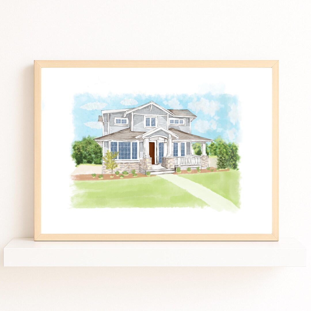 Custom Watercolor House Portrait: Hand-drawn Home Illustration - Etsy
