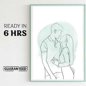 Custom Line Drawing, First Anniversary Gift, Custom Line Art, Personalized Gift For Mom, Minimalist Portrait, Family Illustration, Couples