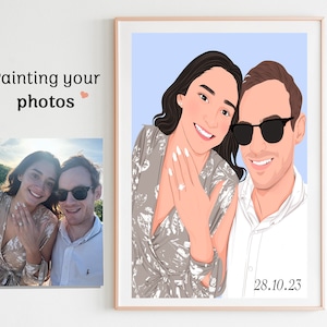 couple portrait, gift for couple, faceless portrait, engagement drawing, boyfriend portrait, family portrait, custom gift, Faceless Gift zdjęcie 5