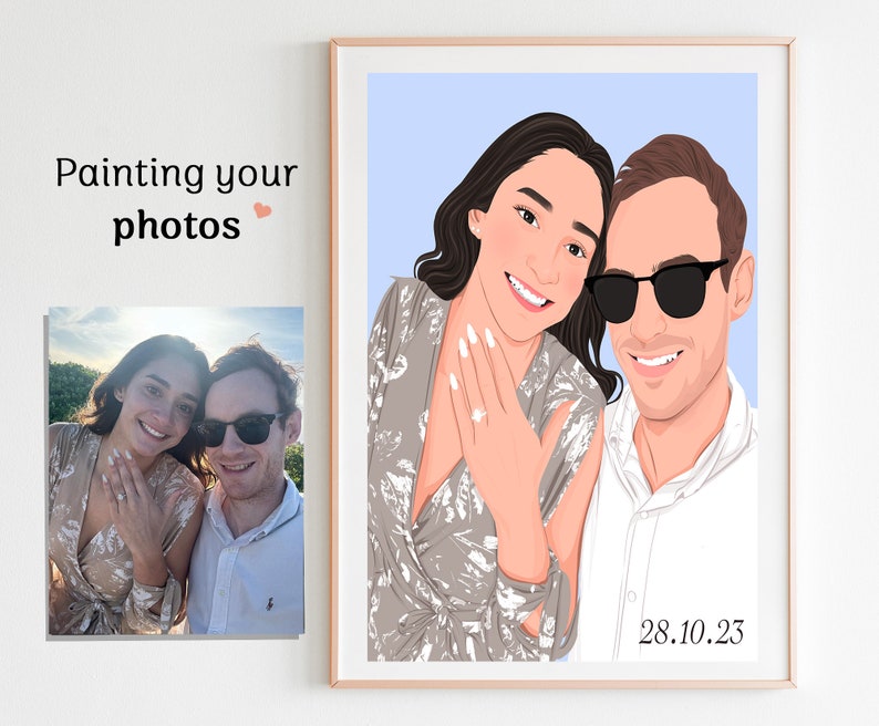 couple portrait, gift for couple, faceless portrait, engagement drawing, boyfriend portrait, family portrait, custom gift, Faceless Gift zdjęcie 5