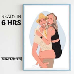 custom Husband Gift, Faceless couple illustration, Valentine's Day gift, minimal drawing, custom couple portrait, Engagement painting, gift