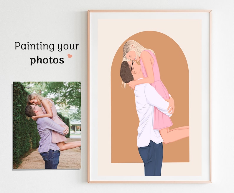 couple portrait, gift for couple, faceless portrait, engagement drawing, boyfriend portrait, family portrait, custom gift, Faceless Gift zdjęcie 8