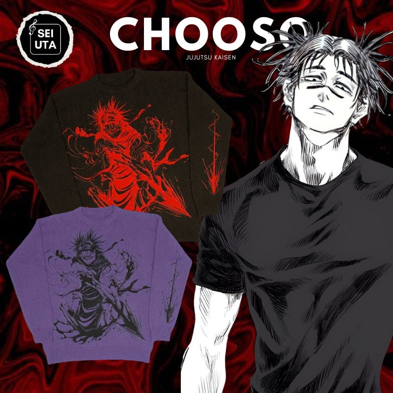 Choso Oversized Knitted Sweater Sweatshirt Anime Jujutsu Kaisen Etsy