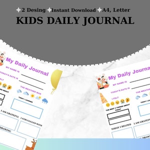 Kids Daily Journal Printable / Journal for Kids / Diary Afor Children ...