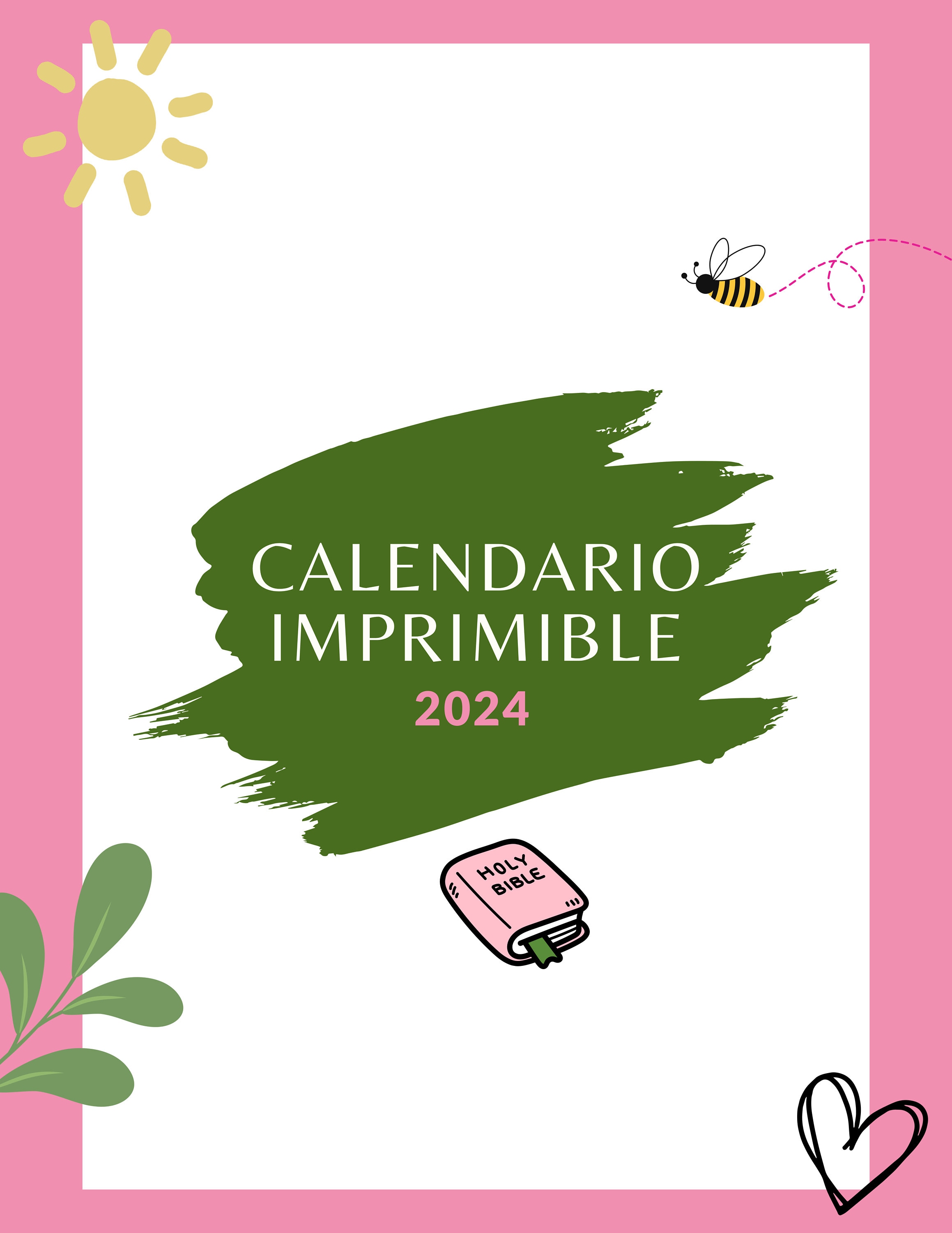 2024 Calendario Imprimible Con Dios/2024 Calendario En Español 2024
