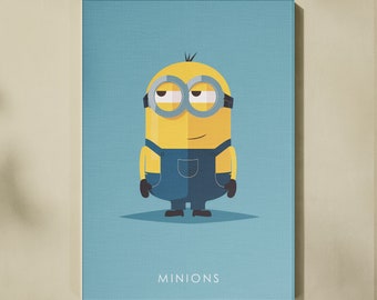 Minions Minimal Illustration Canvas Print, Wall Decor, Minimal movie art, Digital Art, Poster Print, Minimal Wall Art