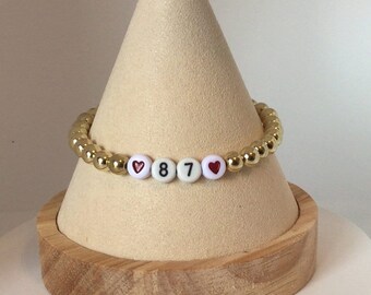 Swiftie #87 Gold Bead Bracelet