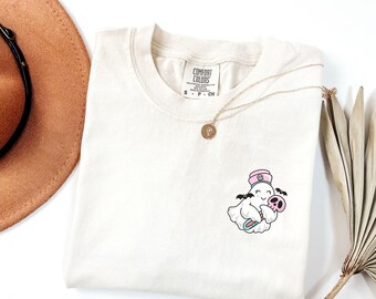 Camiseta de enfermera fantasma con colores cómodos: camiseta de Halloween espeluznante