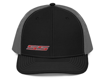 SS Side Logo Muscle Car Trucker Cap - American, Power, Performance, Richardson 112, Pre-Curved, Adjustable