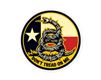 Texas Flag Razor Wire Snake Circle Sticker - Durable High Opacity Adhesive Vinyl, USA, America, Freedom, Border, Security, Weather Resistant