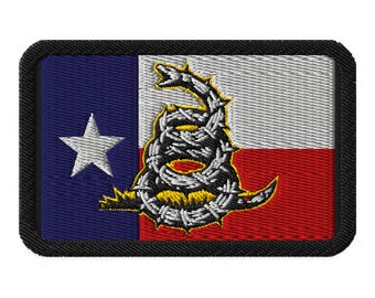Texas Flag Razor Wire Snake Rectangular Patch - USA, America, Freedom, Democracy, Border, Security