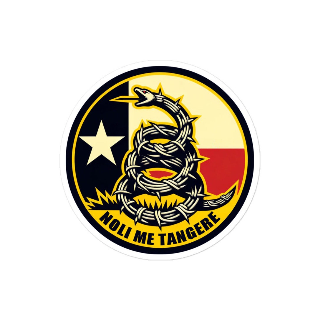 Texas Flag Noli Me Tangere Razor Wire Snake Circle Sticker - Durable ...