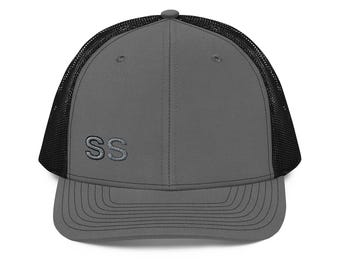 Old School SS Side Logo Trucker Cap - Muscle, American, Vintage, Classic, Power, Performance, Richardson 112, Pre-Curved, Adjustable