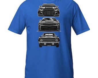 ZL1 Damals & Jetzt T-Shirt - 1969, 5.Gen, 6.Gen, Muskel, Amerikanisch, Macht, Leistung, Spur, aufgeladen, v8, kraftvoll, weich, Gildan