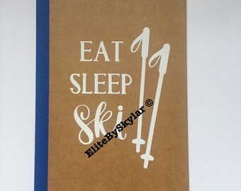 EAT SLEEP SKI Kraft Notebook with Blue accent