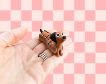Mini Hot Dog Dachshund Fidget - 3D Printed Articulated Wiener Dog - Mini Dachshund Fidget - Stress Relief Animal Fidget - Desk Pet Fidget