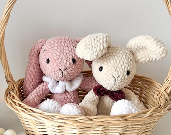 Crochet Bunny Amigurumi - Handmade Plush Toy with Soft Polyester Yarn