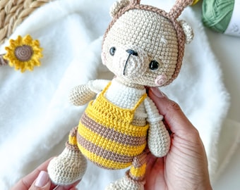 Crochet Bear Bee – Handmade Amigurumi Plush Toy, Kids Gift