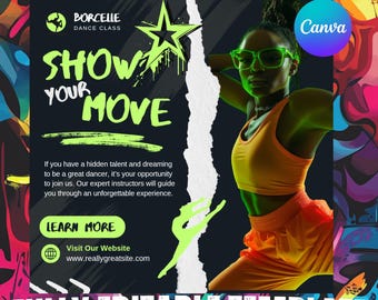 Editable Dance Class Flyer: Canva Template (Digital)