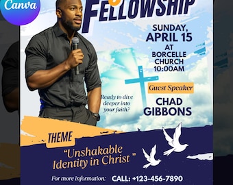 Editable Youth Fellowship Flyer: Church Event Canva Template