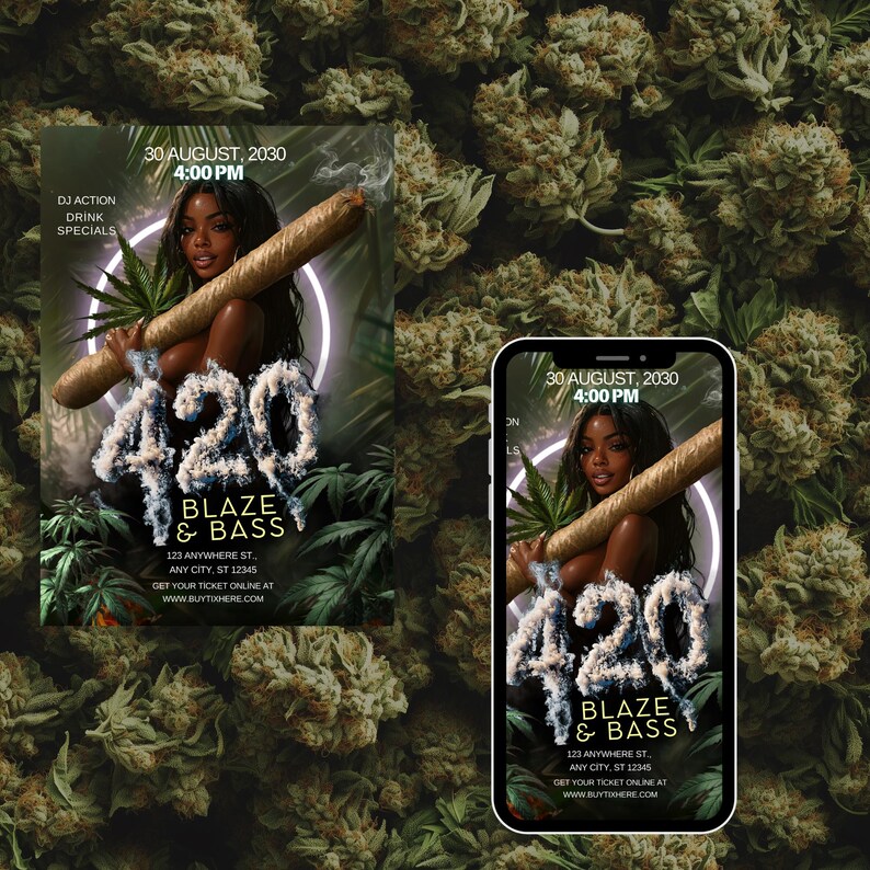 420 Party Flyer | Editable Weed Event Invitation (digital Download) - Etsy