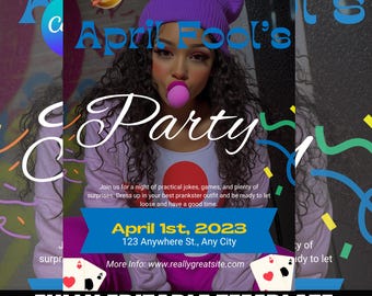 April Fool's Party Flyer | Editable Canva Template | Funny Party Invitation