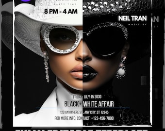 Editable Black & White Affair Party Flyer: Canva Template (Digital Download)