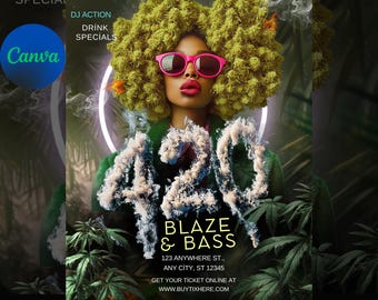 420 Party Flyer | Editable Cannabis Event Invitation (Digital Download)