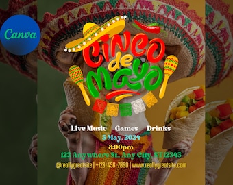 Editable Cinco de Mayo Party Flyer Template - Festive Mexican Theme