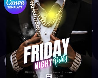 Editable Friday Night Party Flyer Template: Canva Design (Digital Download)