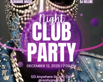 Club Flyer Editable Canva Template Party & Club Event Invitation Digital Download
