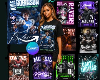 Football Mascot Shirt Design: 10 Editable Canva Templates (PNG)