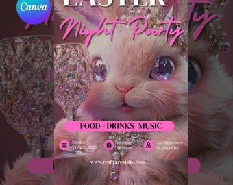 Editable Easter Party Flyer Template: Club Event Invitation (Digital Download)