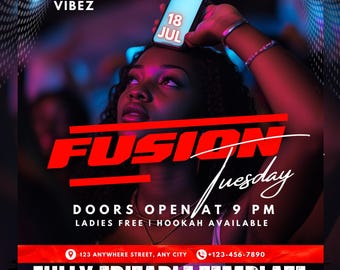 Editable Tuesday Night Party Flyer Template (Canva)
