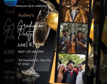 Editable Graduation Party Flyer Template – Class of 2025 Invitation – DIY Canva Flyer