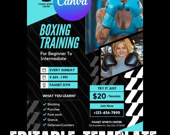 Boxing Event Flyer Template | Editable Canva Digital Download