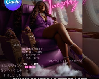 Tuesday Night Party Flyer | Editable Canva Template | Club Event Flyer | Instant Download