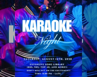 Karaoke Night Flyer: Editable Party Template (Canva)