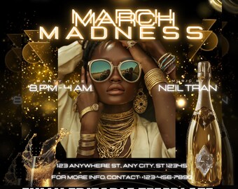March Madness Party Flyer: Editable Canva Template