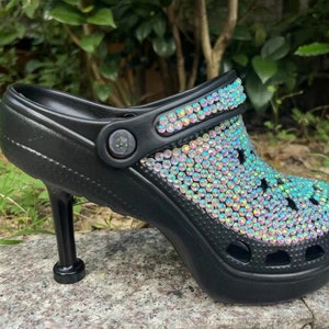 Custom Bling Stiletto High Heel Clogs| Rhinestone Clogs with Heels for Her | Sequin Clogs| Slip on Iced Out Clogs| Heels| Womens Clogs