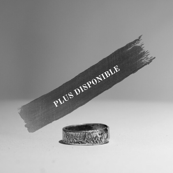 Bague Homme Large En Argent Massif 925 Texture Martelée - Taille 15, Fabrication Artisanale USA, Neuf Sans Boîte